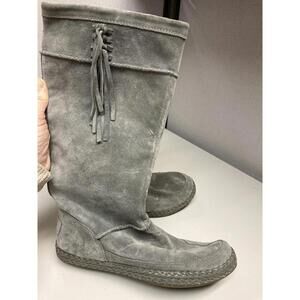 UGG Women's Grey Suede Leather Moccasin Boot Size 7